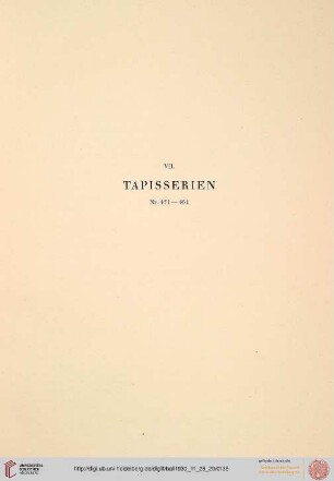 VII. Tapisserien (Nr. 451-461)