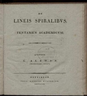 De lineis spiralibus tentamen academicum