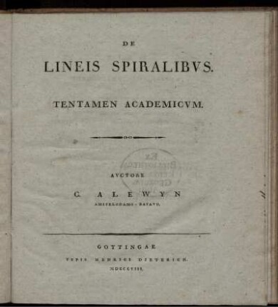 De lineis spiralibus tentamen academicum