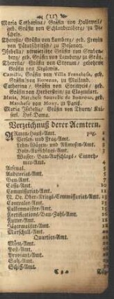 Verzeichnuß derer Aemtern