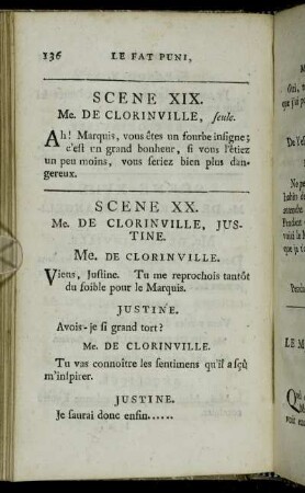 Scene XX. Me. De Clorinville, Justine