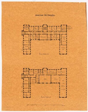 Lehrerseminar, Usingen: 2. Entwurf: Grundriss 1. OG, 2. OG