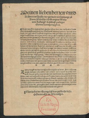 Nun hebet der Evangelist das geschicht diser Historien also an/ Wie volget.