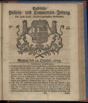 Nro. 43, Montag den 22. October 1753
