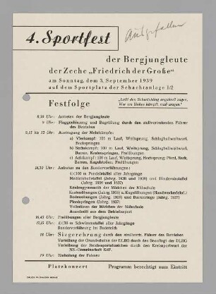 "4. Sportfest der Bergjungleute der Zeche 'Friedrich der Große'"