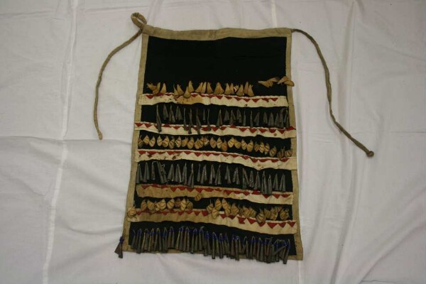 Dance apron with rattles and rattle hanger