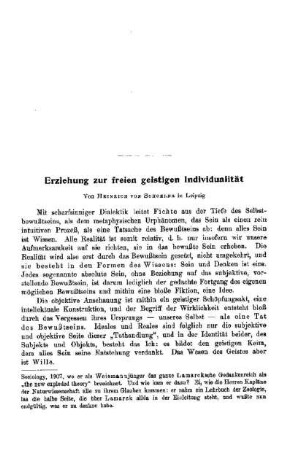 Erziehung zur freien geistigen Individualität