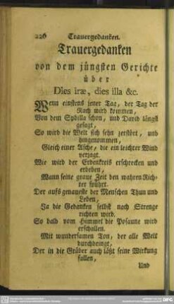 Trauergedanken von dem jüngsten Gerichte über Dies irae, dies illa &c.
