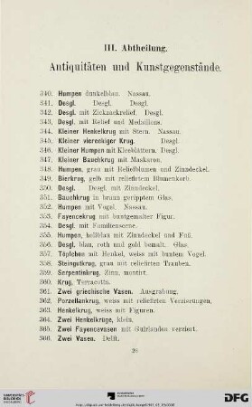 Antiquitäten und Kunstgegenstände (Nr. 340-822)