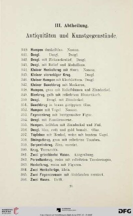 Antiquitäten und Kunstgegenstände (Nr. 340-822)
