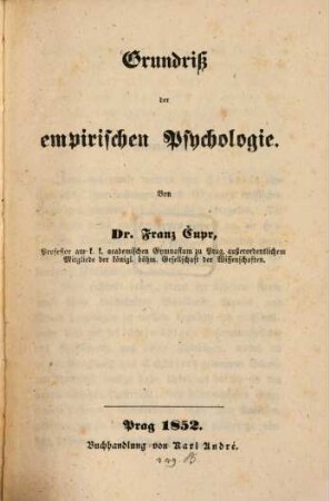 Grundriß der empirischen Psychologie