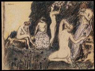 Landschaft mit fünf nackten Frauen