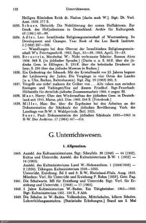 G. Unterrichtswesen