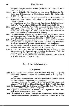 G. Unterrichtswesen