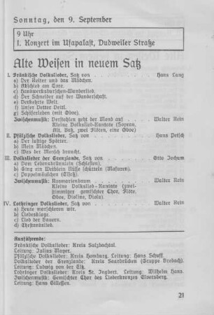 Konzertfolgen: Alte Weisen im neuen Satz.