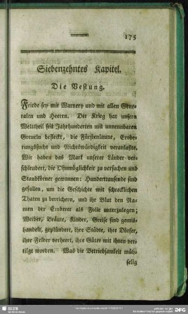 Siebenzehntes Kapitel. Die Vestung