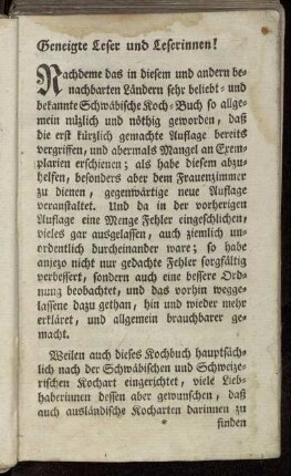 Geneigte Leser und Leserinnen!