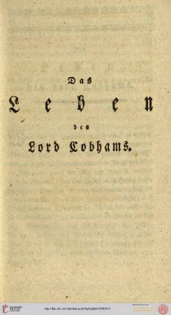 Das Leben des Lord Cobhams