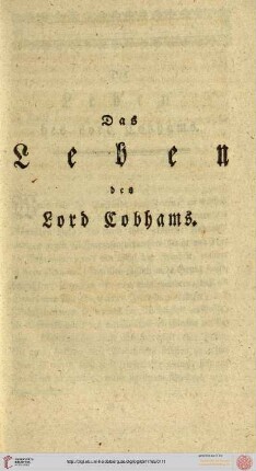 Das Leben des Lord Cobhams