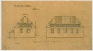 Fischer, Theodor; Stuttgart, Heusteigstr.; Sammelschulhaus - Turnhalle (Schnitte)