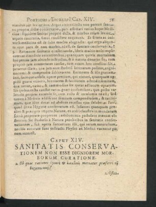 Caput XIV. Sanitatis Conservationem Non Esse Digniorem Morborum Curatione.