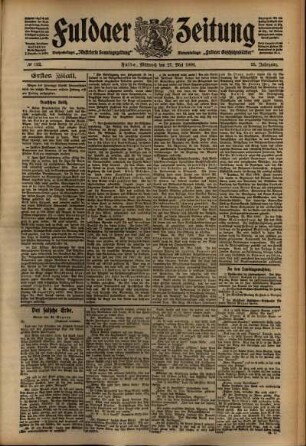 Erste Ausgabe vom Mittwoch, den 27. Mai 1908.