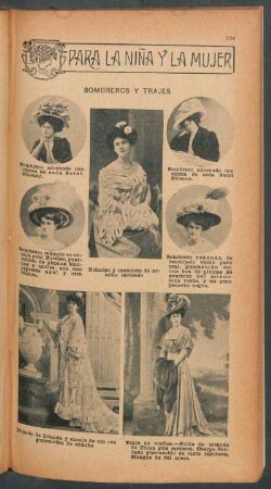 Sombreros y trajes - [Ilustración] : Para la niña y la mujer