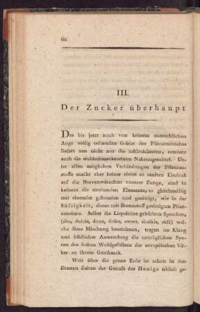 III. Der Zucker überhaupt