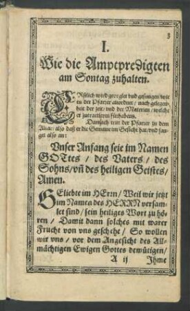 I. Wie die Amptpredigten am Sontag zuhalten