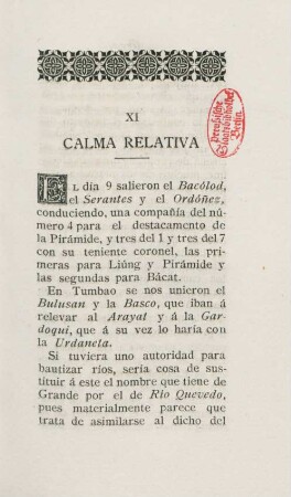 XI. Calma relativa