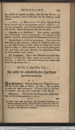 Ad. Tit. X. Ord. Proc. Vet. Wie wider die außenbleibenden Partheyen procediret werden soll