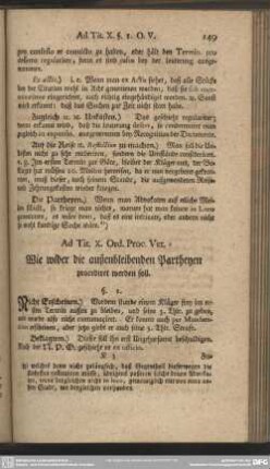 Ad. Tit. X. Ord. Proc. Vet. Wie wider die außenbleibenden Partheyen procediret werden soll