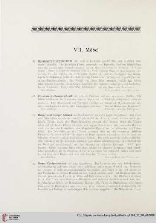 VII. Möbel (Nr. 167 - 180)