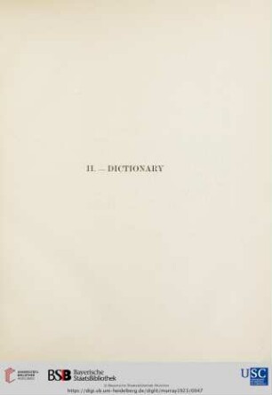II. Dictionary