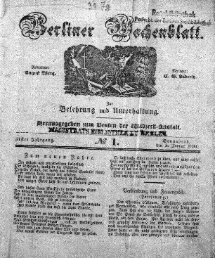 No. 1, Sonnabend, den 5. Januar 1839.