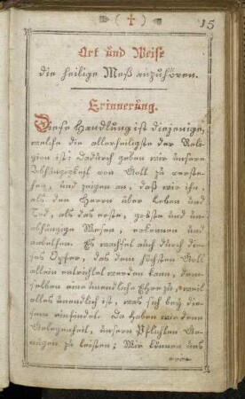 Art und Weise die heilige Meß anzuhören.