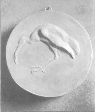 Ibis (Plakette). Gips (1919; E. Richter). Dresden-Südvorstadt, Eisenstuckstraße, Atelier der Bildhauerin