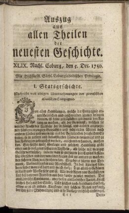 XLIX. Nachl. Coburg, den 5. Dec. 1750.