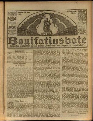 Erste Ausgabe vom Sonntag, den 30. Januar 1921.