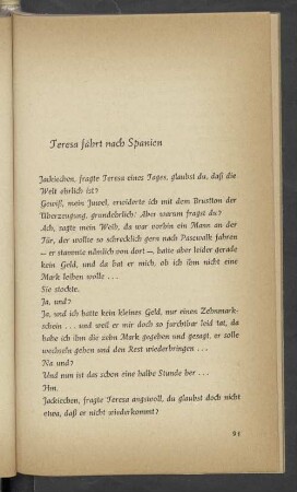 Teresa fährt nach Spanien