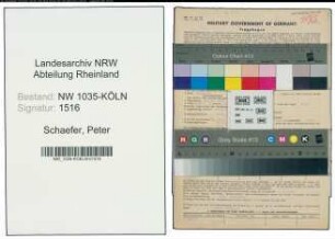 Entnazifizierung Peter Schaefer , geb. 28.10.1899 (Technischer Angestellter)