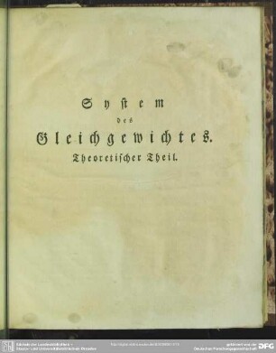 System des Gleichgewichtes. Theoretischer Theil