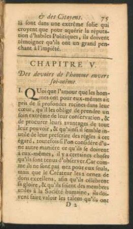 Chapitre V. Des devoirs de l'homme envers soi-meme.