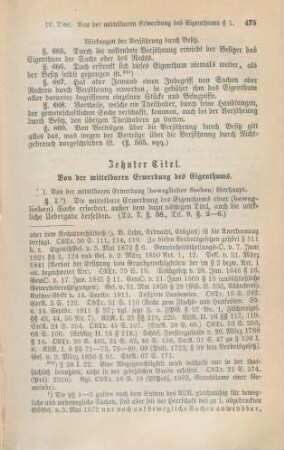 Zehnter Titel. Von der mittelbaren Erwerbung des Eigenthums
