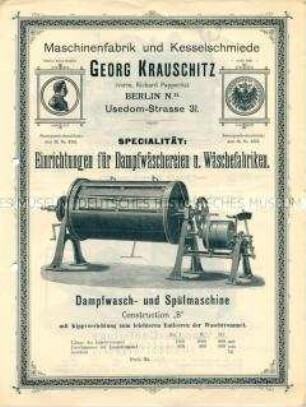 Einrichtungen für Dampfwäschereien u. Wäschefabriken.
