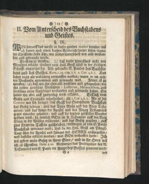 II. Vom Unterscheid des Buchstabens und Geistes.