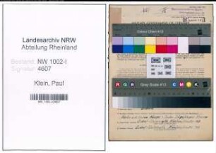 Entnazifizierung Paul Klein, geb. 07.05.1899 (Kalkulator)