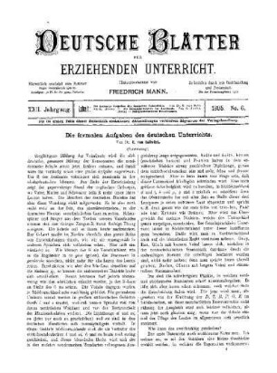 Die formalen Aufgaben des deutschen Unterrichts : (Fortsetzung)