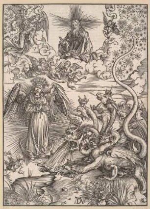 Die Apokalypse, Blatt 9: Das Sonnenweib und der siebenköpfige Drache