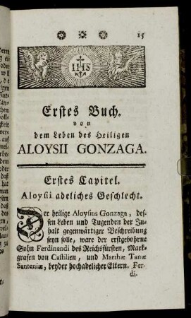 Erstes Buch. von dem Leben des Heiligen Aloysii Gonzaga